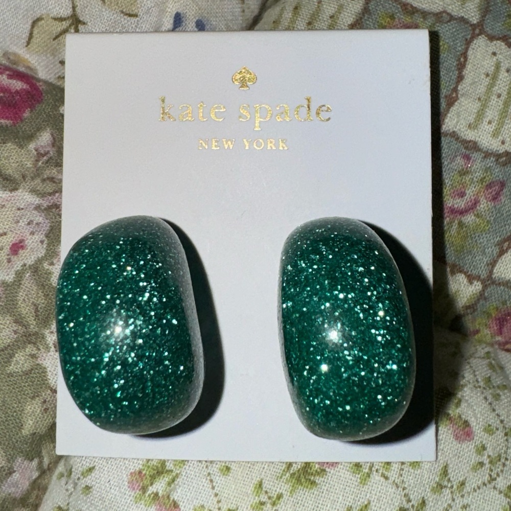 Kate Spade Glitter Half Hoop Stud Statement Earrings